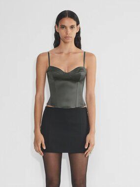 Aritzia Dazzle Satin Bustier Top – Black
